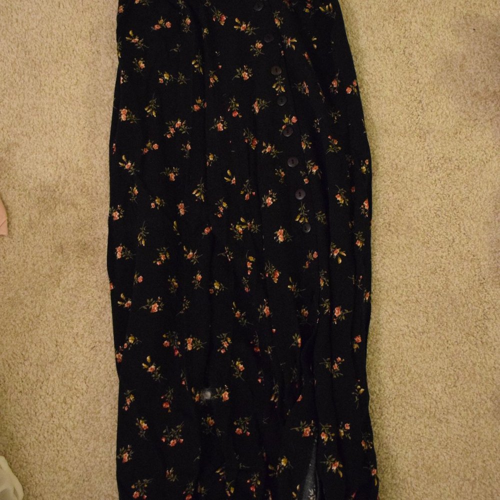 Express Black Maxi Skirt with Flowers